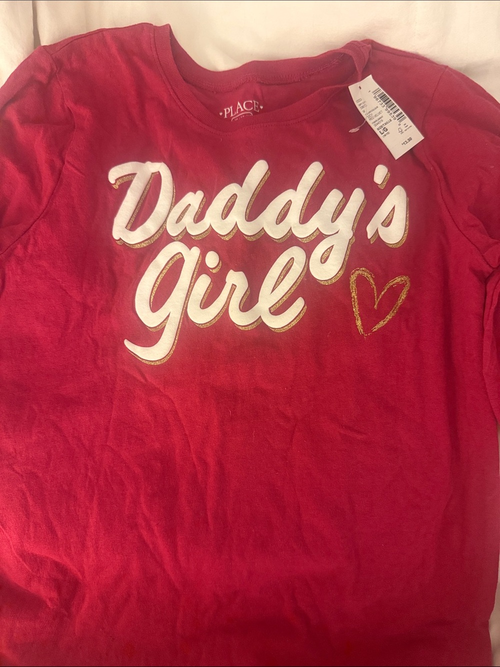 The Children's Place Red 'Daddy's Girl' Long Sleeve Tee with Gold Heart